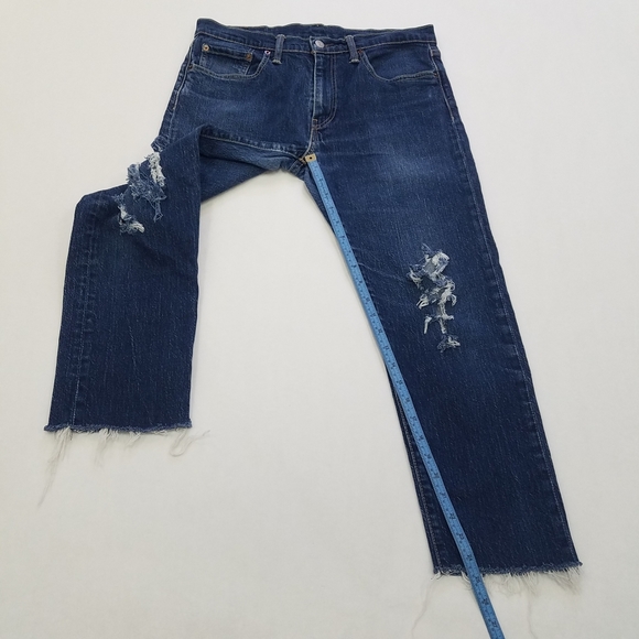 Levi's 502 Raw Hem (No From Manufacturer) Distressed  Regular Taper Jeans - Picture 7 of 15